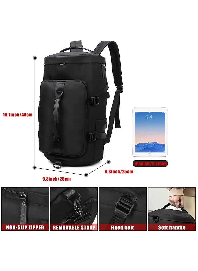 Travel Bag, Multifunctional Duffle Bag with Hidden Straps and Shoe Compartments, Large Capacity Gym Bag for Men and Women (Black)