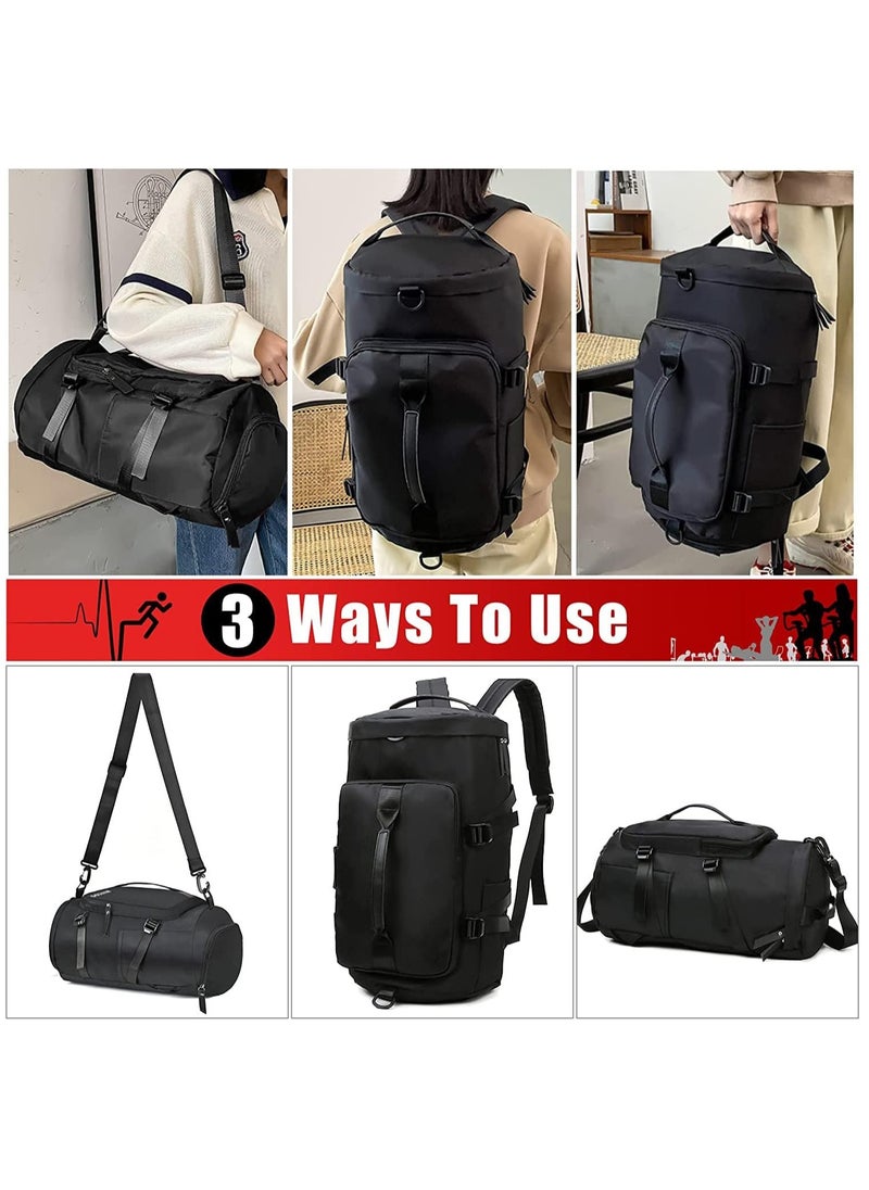 Travel Bag, Multifunctional Duffle Bag with Hidden Straps and Shoe Compartments, Large Capacity Gym Bag for Men and Women (Black)