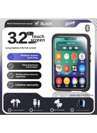 Bluetooth Walkman Student Edition High Use Listening To Songs And Watching Novels English Listening Player Reading-Body Color:3.2inch Touch Screen Upgraded Version/bluetooth 6.0/black Protective Case/can Switch Four-theme Interface/free Headphones + OTG + Membrane-Memory Capacity:4G [can Be Downloaded As Your Request - SonG/fiction/movie - EnGlish ListeninG/others - pzsku/Z3F55FACBD034B6885B2DZ/45/1746186831/76c0fc20-d6ee-4208-b16d-87afc2dd6f7e
