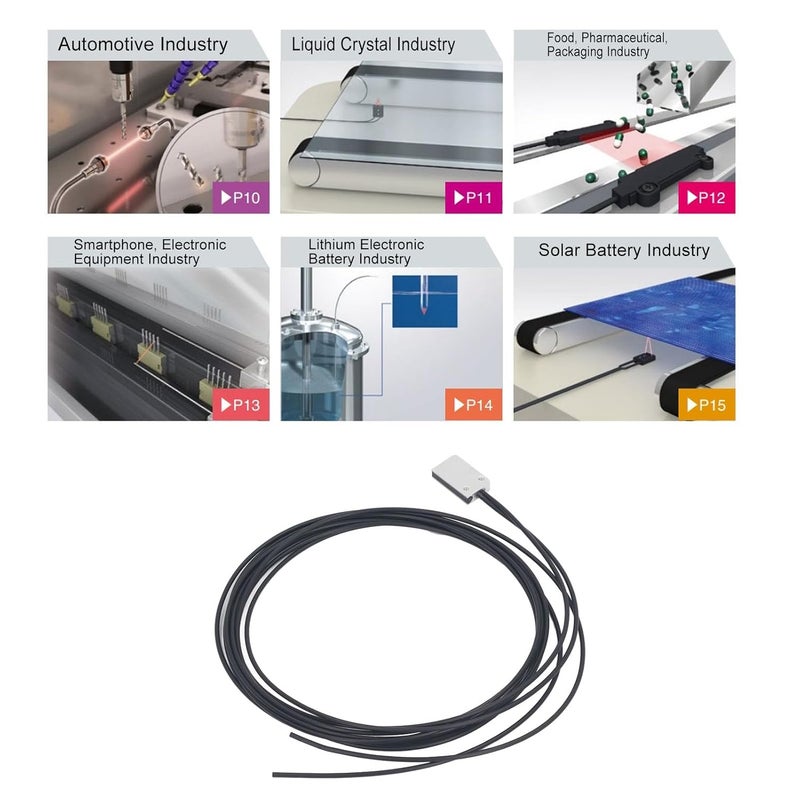 Fiber Optic Sensor 0-700mm Detection Distance, Array Reflective Fiber Optic Probe Sensor with 18mm Head, for Industrial Automation and Precision Detection - Image 2