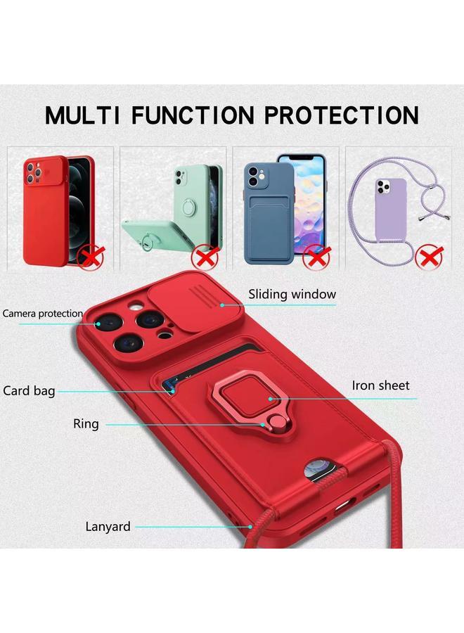 اس-توب جراب لهاتف iPhone 12 Pro Max مزود بحامل بطاقات مغناطيسي منزلق من السيليكون - Image 3