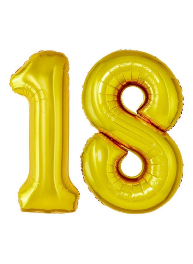 Balloonistics Balloonistics Solid Number 18 Foil Balloon (Gold, 17-Inch) -Pack of 2  - Image 1