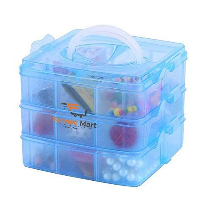 SQUARE FOLDABLE PLASTIC ORGANIZER BASKET BLUE 18 GRIDS