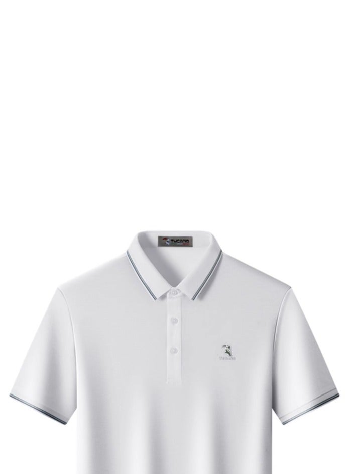 Tucano 【 Mulberry Silk 5A Antibacterial 】 Men's Short sleeved T-shirt Business Polo Shirt  - Image 3