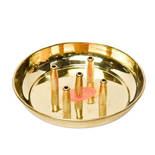 Bhimonee Decor 0.8-Inch Pure Brass Agardan Plate – Incense Ash Catcher for Pooja & Home Temple (70g) - Image 2