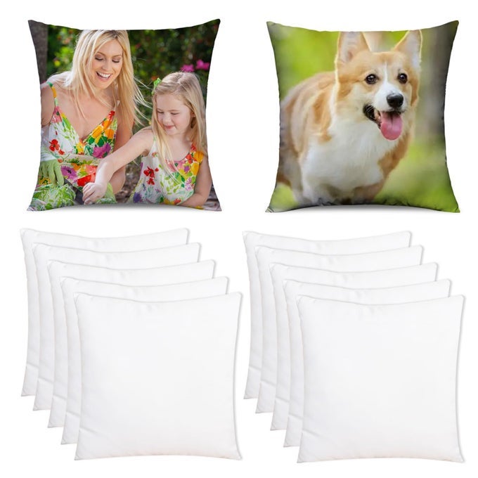 15 PCS SUBLIMATION BLANKS PILLOW CASES 16X 16 WHITE CUSHION COVERS PILLOW COVERS HEAT TRANSFER DIY CUSTOM PICTURE PILLOW COVERS GLOSSY SATIN 15