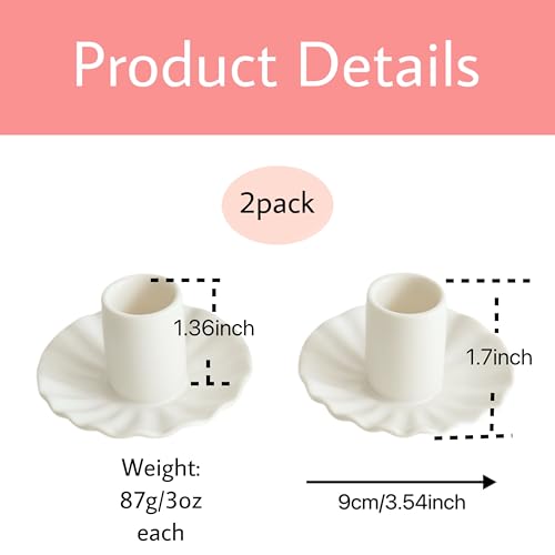 VIRFONOR Ceramic Taper Candle Holders,Vintage Candlestick Holder Centerpieces for Home Wedding Decoration, Housewarming Gifts,Pack of 2 (Round B Style) - Image 5