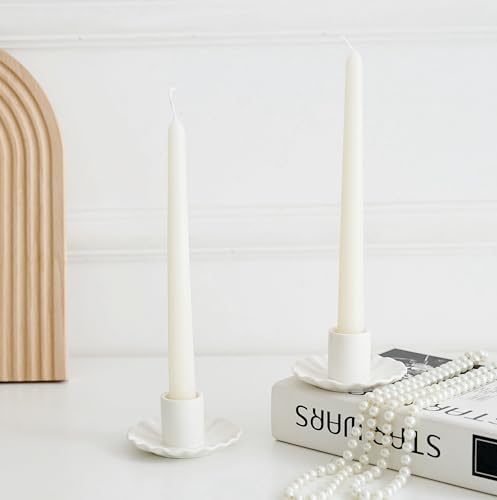 VIRFONOR Ceramic Taper Candle Holders,Vintage Candlestick Holder Centerpieces for Home Wedding Decoration, Housewarming Gifts,Pack of 2 (Round B Style) - Image 1