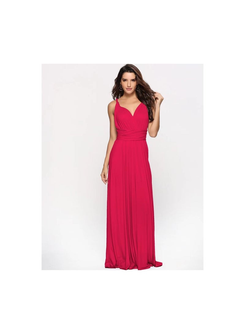 1-Piece Women's Deep V Neck Backless Party Dresses,Multi-Way Wrap Cocktail Evening Party Prom Dress,Size S,Colour Rose - Image 1