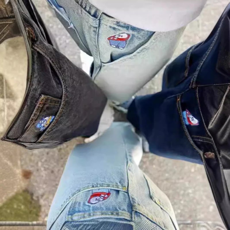 American Polar Big Boy Street Trend Hip-Hop Straight Casual Pants Men'S Micro All-Match Jeans - Image 1