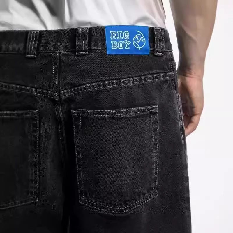 American Polar Big Boy Street Trend Hip-Hop Straight Casual Pants Men'S Micro All-Match Jeans - Image 3