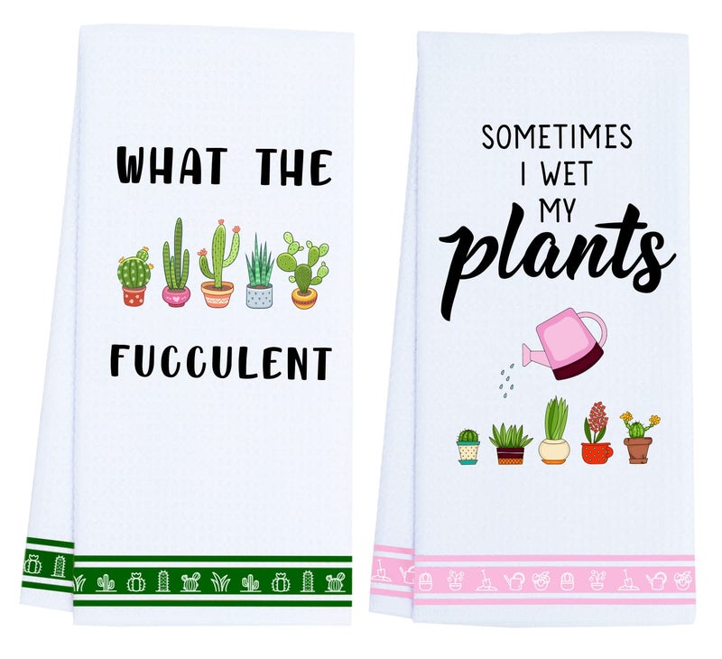 LXOMILL Funny Kitchen Towels  Plant Lover Gifts for Women Gardener  Plant Lady Mom Gifts  Housewarming  Friend Birthday Gift  Succulent Cactus Plant Gifts