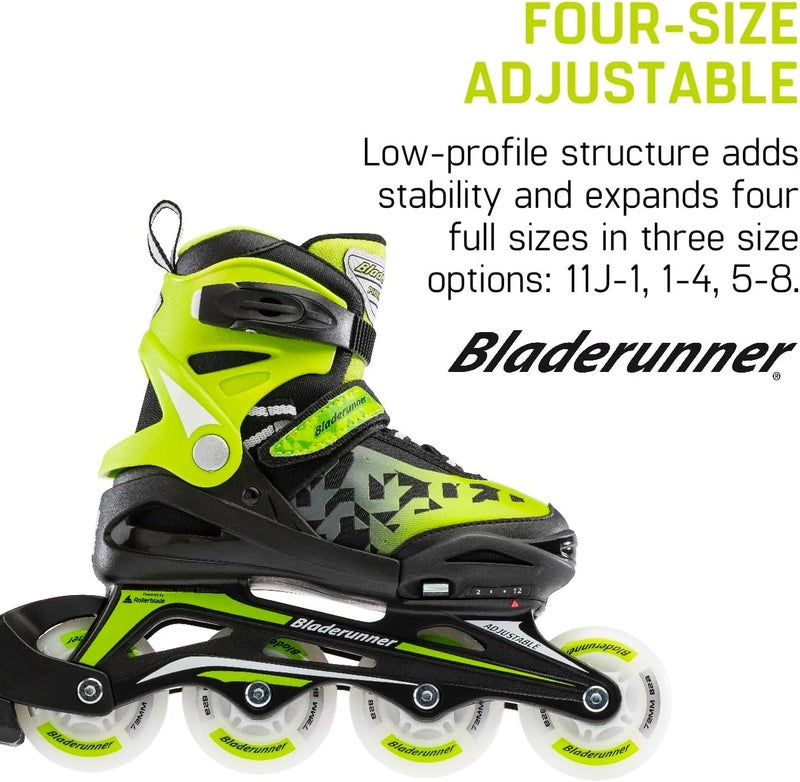 ROLLERBLADE Bladerunner by Phoenix Flash Kid's Adjustable Fitness Inline Skate, Black/Green - Image 3