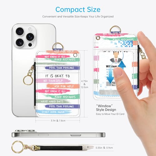 NICCCARD Be Yourself 2-in-1 ID Badge Holder & Lanyard Wallet for Teachers,Nurse,Professionals-Cute Zippered Coin Pouch,Removable Wristlet & Neck Lanyard,5 Card Slots Stylish Work Essential - Image 3