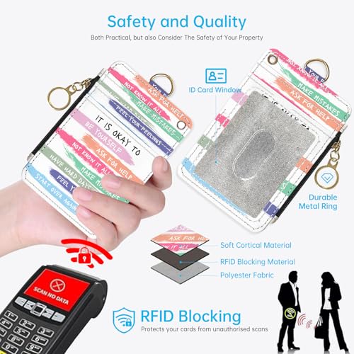 NICCCARD Be Yourself 2-in-1 ID Badge Holder & Lanyard Wallet for Teachers,Nurse,Professionals-Cute Zippered Coin Pouch,Removable Wristlet & Neck Lanyard,5 Card Slots Stylish Work Essential - Image 2
