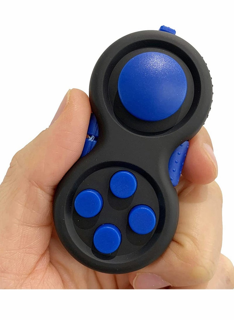 Fidget Pad Toy for Anxiety and Stress Relief 8 Fidget Features Cube with Silent Button ABS Plastic Fidget Controller Pad Cube for Kids and Adults Blue - Image 1