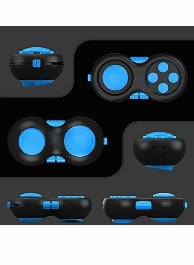 Fidget Pad Toy for Anxiety and Stress Relief 8 Fidget Features Cube with Silent Button ABS Plastic Fidget Controller Pad Cube for Kids and Adults Blue - Image 3