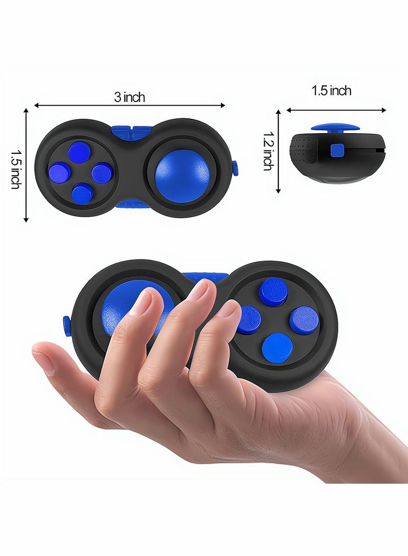 Fidget Pad Toy for Anxiety and Stress Relief 8 Fidget Features Cube with Silent Button ABS Plastic Fidget Controller Pad Cube for Kids and Adults Blue - Image 2
