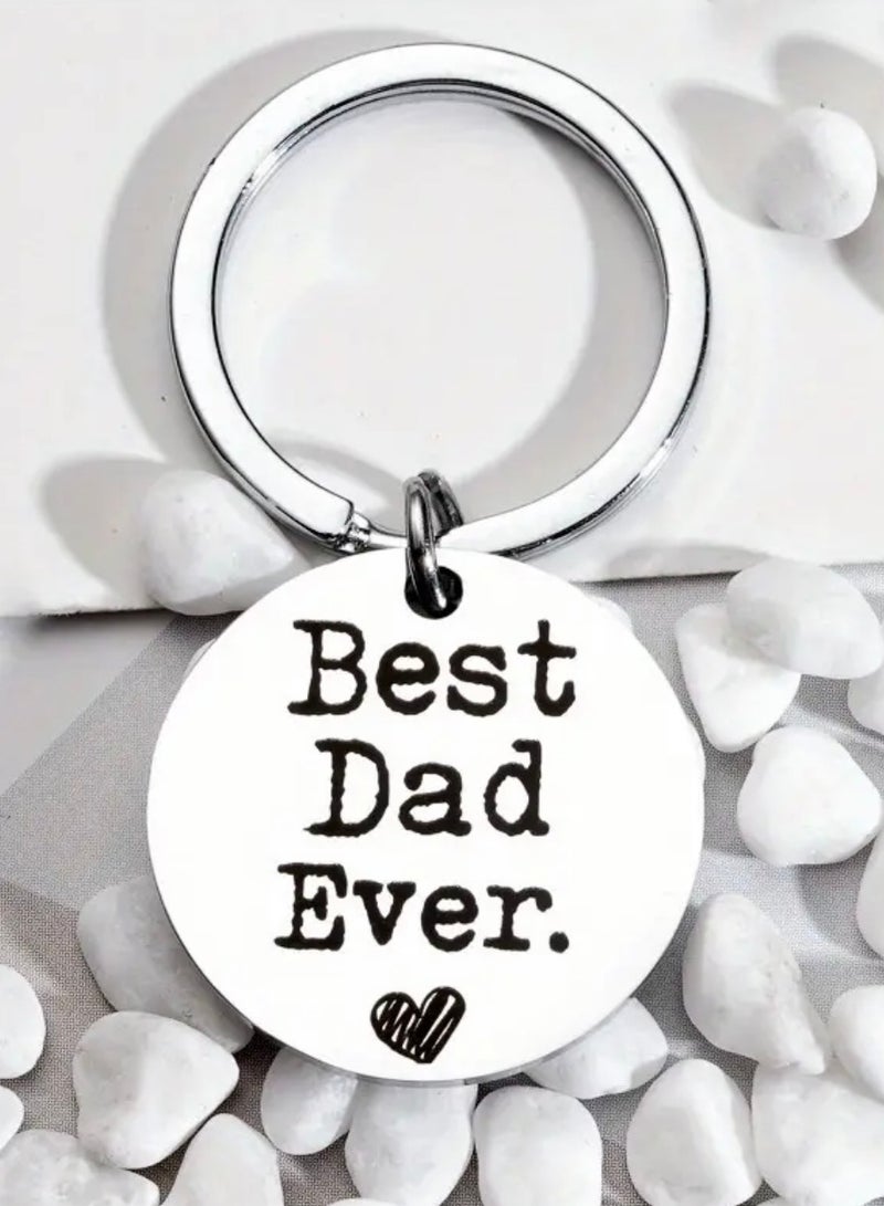 Best Dad Ever Keychain, Silver Pendant, Keyring for Happy Father's Day Gift, Lovely Presents for Daddy's Birthday from Children, Accessories, Appreciation Surprise Heart Message - Image 4