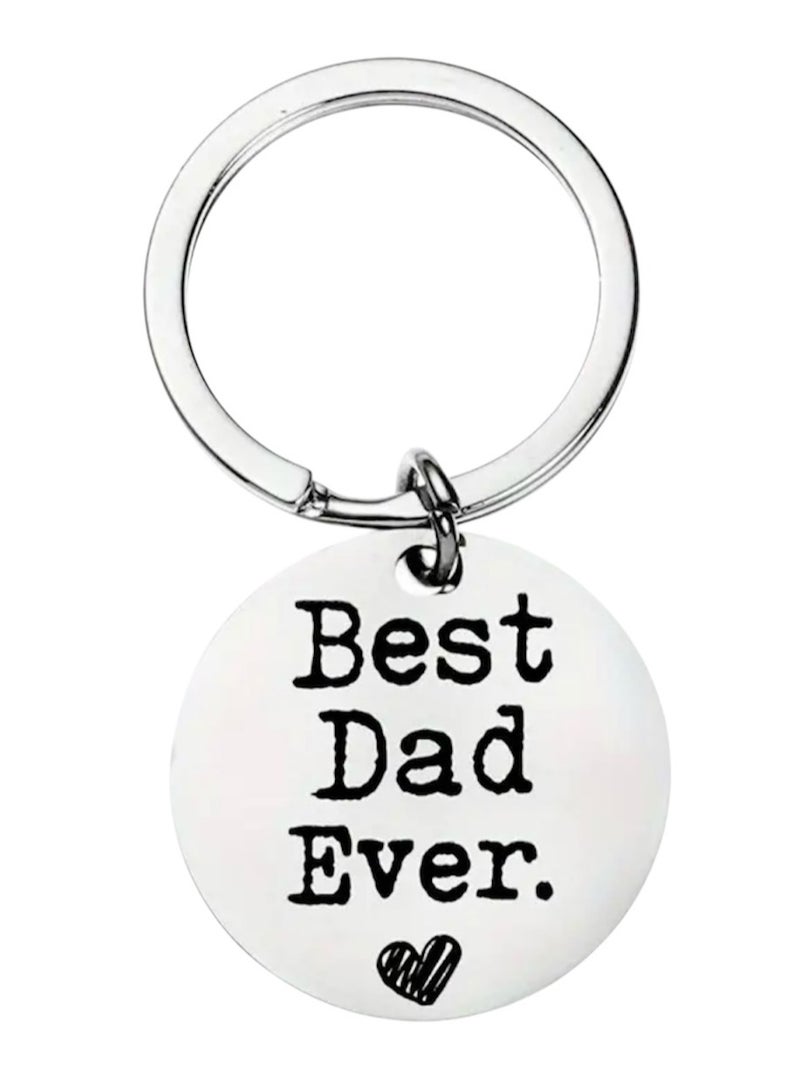 Best Dad Ever Keychain, Silver Pendant, Keyring for Happy Father's Day Gift, Lovely Presents for Daddy's Birthday from Children, Accessories, Appreciation Surprise Heart Message - Image 1