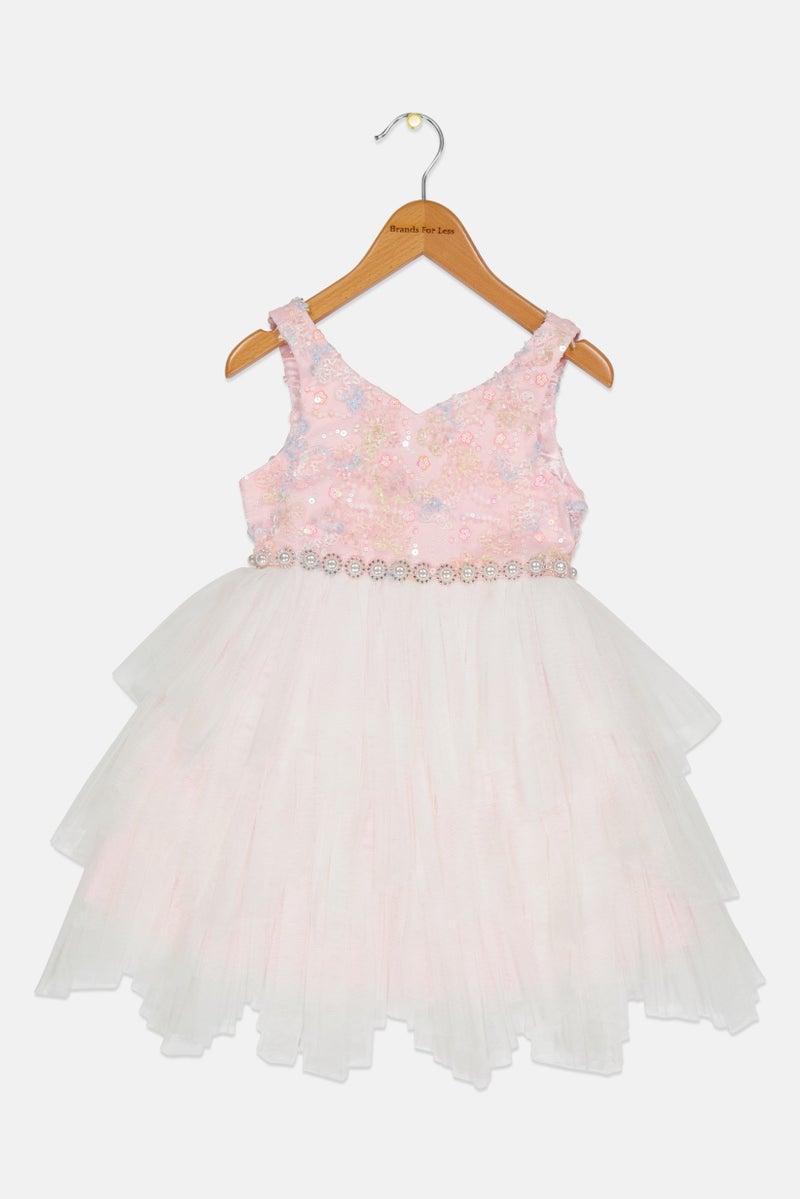 american Princess Toddlers Girl Mesh Sleeveless Dress, Multicolor  - Image 1