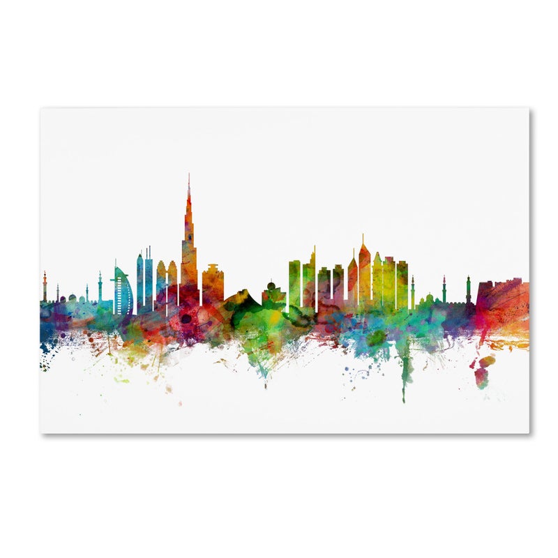 Trademark Fine Art Dubai Skyline by Michael Tompsett 22X32Inch
