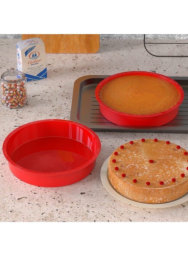 SILIVO 9.5 inch Round Nonstick Silicone Cake Molds - 2 Pack for Layer, Cheese & Chocolate Cakes - Image 3