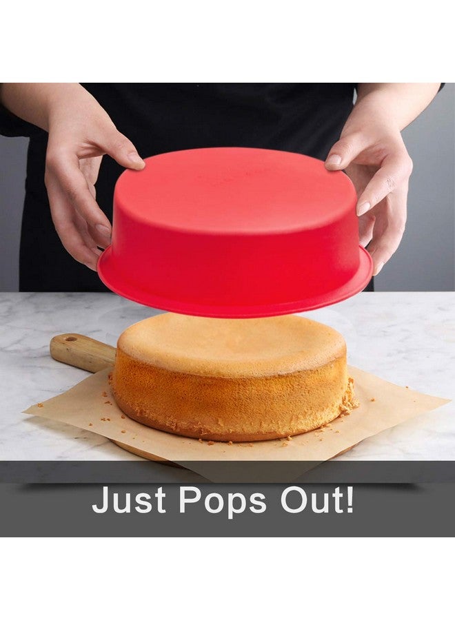SILIVO 9.5 inch Round Nonstick Silicone Cake Molds - 2 Pack for Layer, Cheese & Chocolate Cakes - Image 2