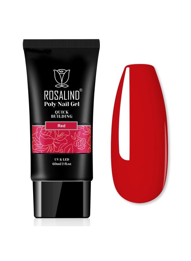 Rosalind جل الأظافر بولي الأحمر 2 أونصة لعيد الميلاد، أنابيب كبيرة لبناء جل أحمر لتزيين الأظافر، سهل الاستخدام في المنزل يحتاج إلى مصباح UV - Image 1