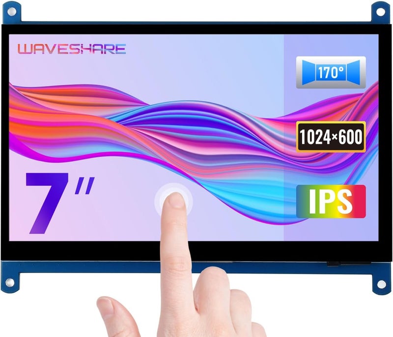 ويف شير شاشة لمس مقاس 7 بوصة IPS LCD HDMI بدقة 1024×600 لأجهزة Raspberry Pi 3/3+/4/BB Black/PC - Image 1