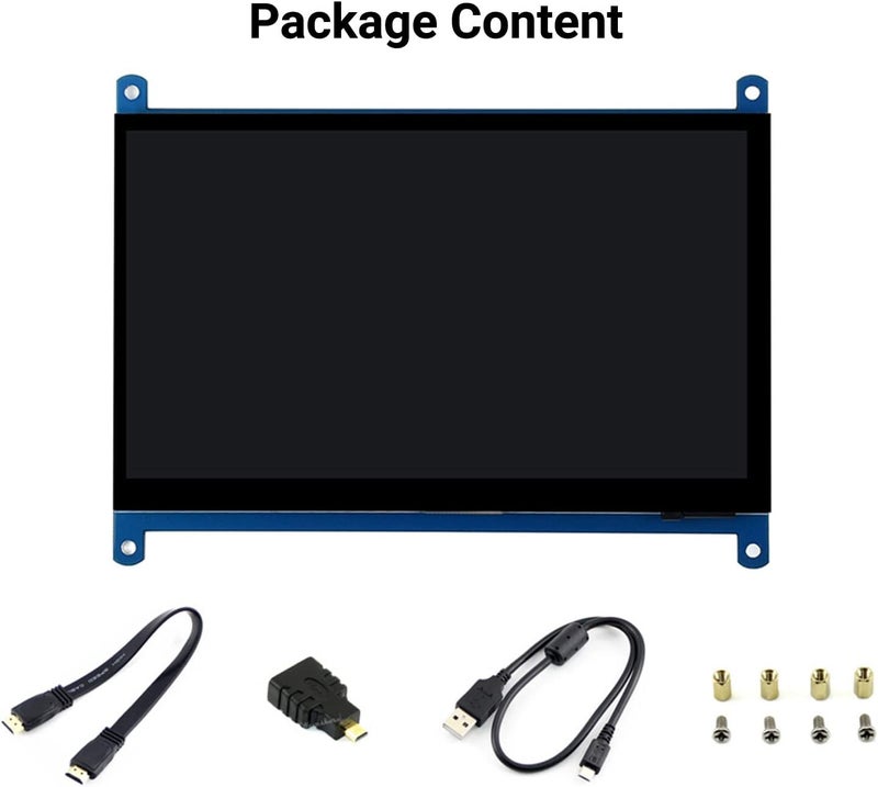 ويف شير شاشة لمس مقاس 7 بوصة IPS LCD HDMI بدقة 1024×600 لأجهزة Raspberry Pi 3/3+/4/BB Black/PC - Image 3