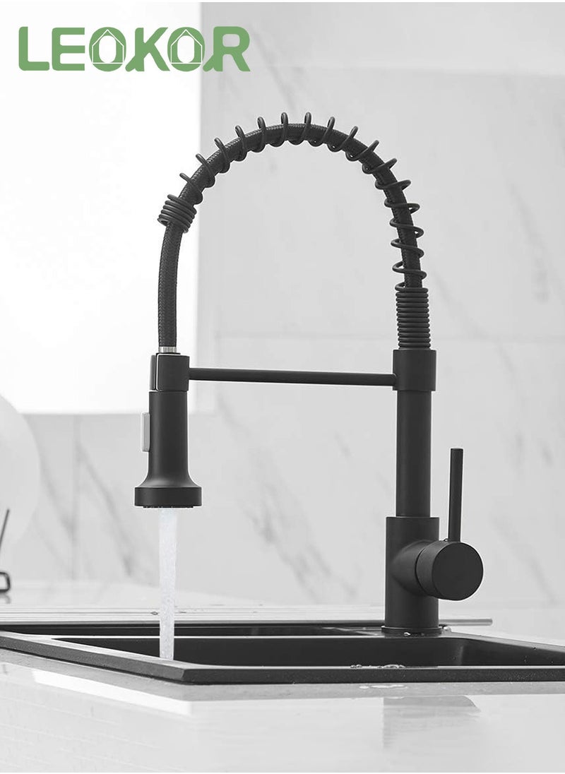 LEOKOR Kitchen Faucet with Pull Down Sprayer Stainless Steel Single Handle Pull Out Spring Sink Faucets  - Image 3