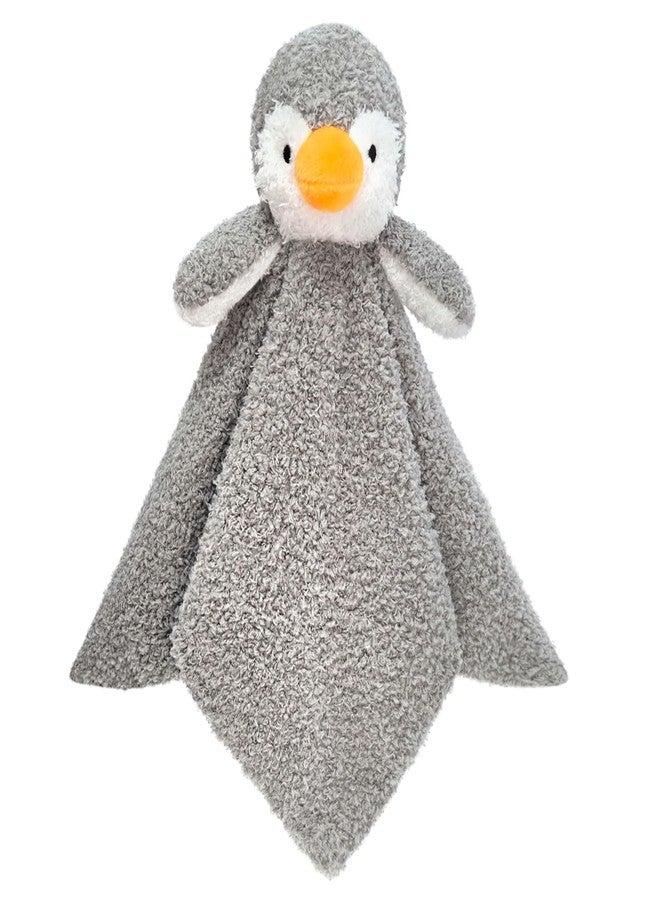 Doindute Baby Gray Penguin Soft Stuffed Animal Security Blanket, Plush Penguin Character Lovey Blanket, Baby Shower/Nursery Gift, Newborn Infant Toddler Snuggle Blankie for Boys Girls, 14 Inches - Image 1