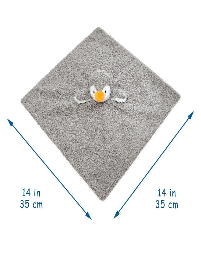Doindute Baby Gray Penguin Soft Stuffed Animal Security Blanket, Plush Penguin Character Lovey Blanket, Baby Shower/Nursery Gift, Newborn Infant Toddler Snuggle Blankie for Boys Girls, 14 Inches - Image 2
