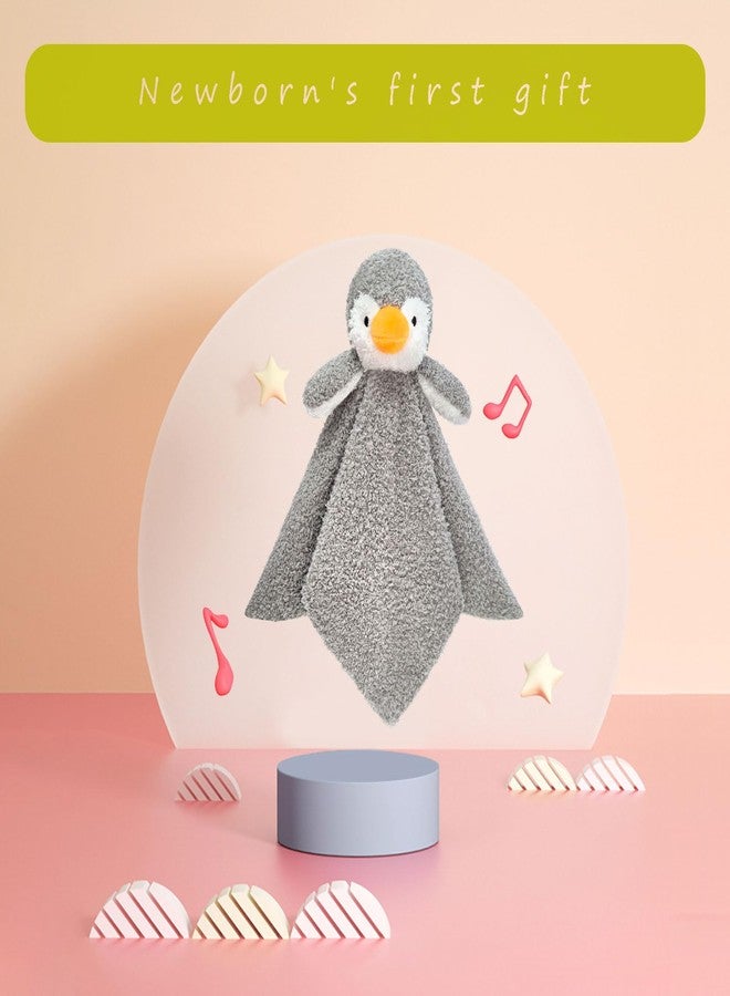 Doindute Baby Gray Penguin Soft Stuffed Animal Security Blanket, Plush Penguin Character Lovey Blanket, Baby Shower/Nursery Gift, Newborn Infant Toddler Snuggle Blankie for Boys Girls, 14 Inches - Image 4