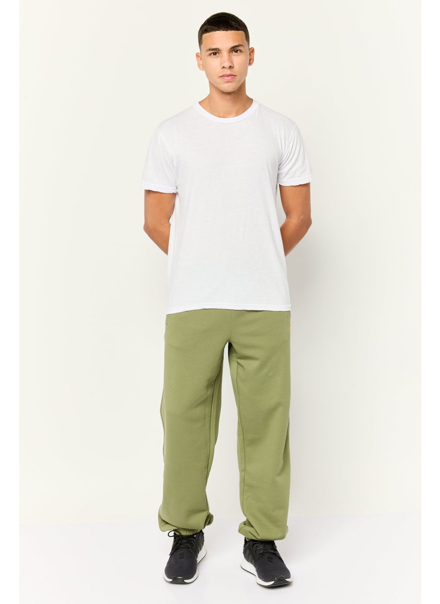 ESPRIT Men Regular Fit Brand Logo Sweatpants, Olive  - Image 4