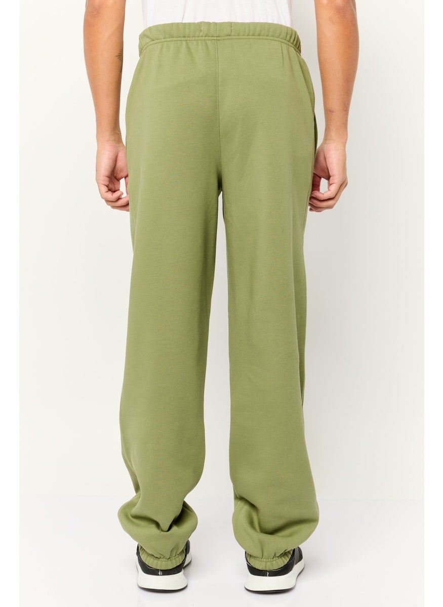 ESPRIT Men Regular Fit Brand Logo Sweatpants, Olive  - Image 2