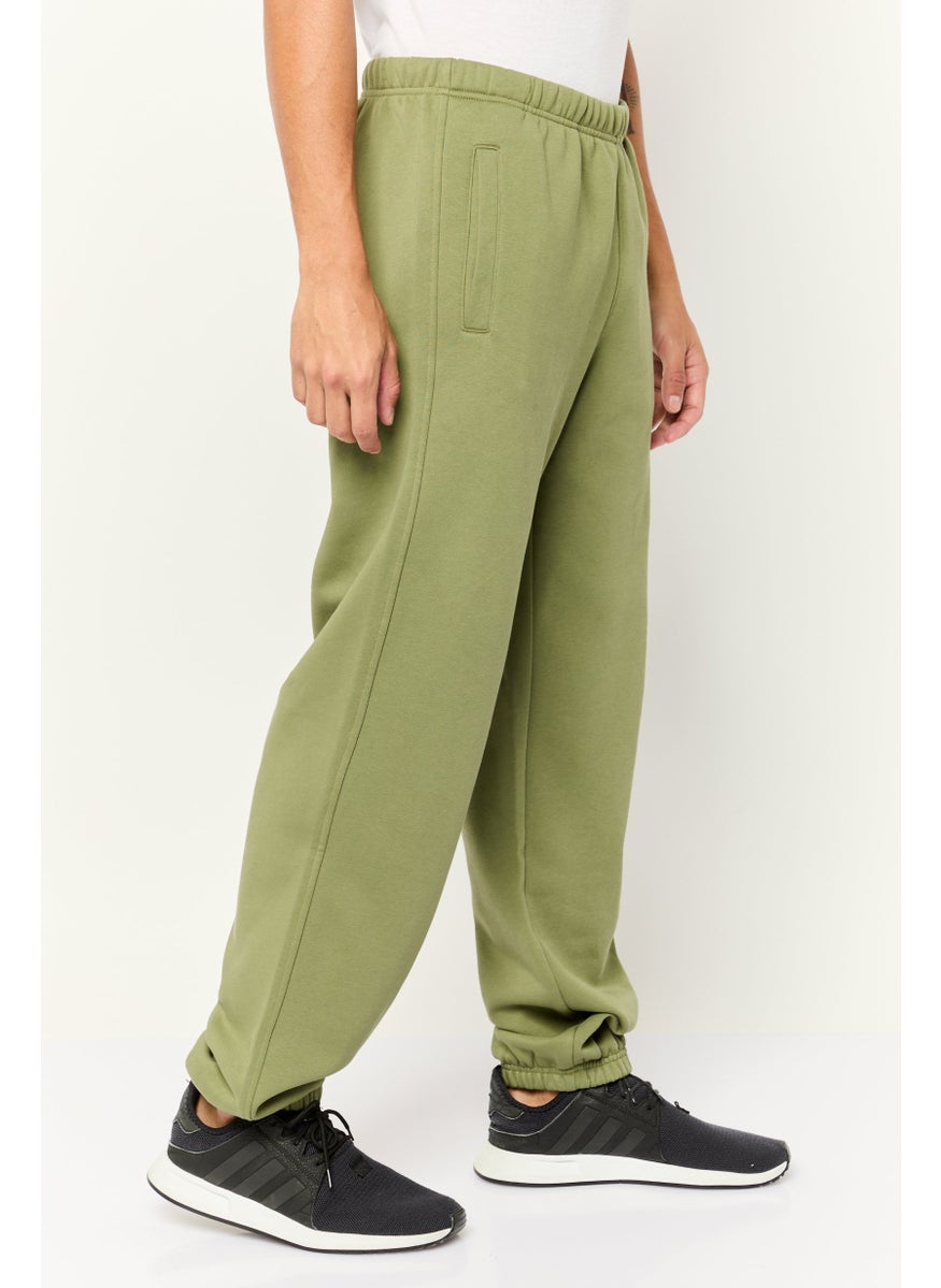 ESPRIT Men Regular Fit Brand Logo Sweatpants, Olive  - Image 3