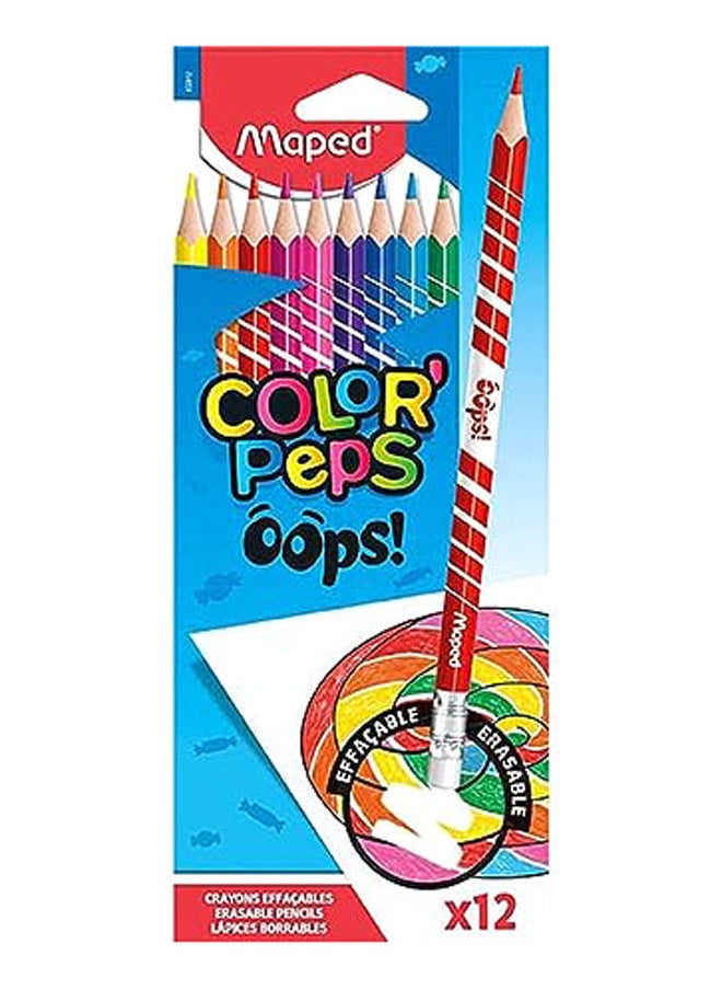 Maped Maped Color Peps Oops Erasable Colouring Pencils (Pack of 12), 832812  - Image 1