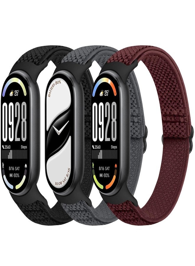 Bcuckood Elastic Nylon Band Only Compatible with Xiaomi Mi Band 8, Stretchy Solo Loop Soft Nylon Elastic Strap Replacement Wristband for Xiaomi Mi Band 8 Women Men，3 PCS - Image 1