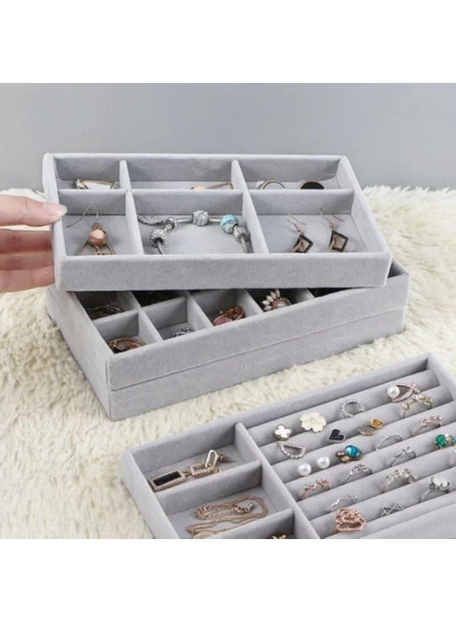 4-Piece Jewelry Accessories Organizer Set Soft Velvet Practical Compartments for Rings, Necklaces, Watches, and Bracelets Scratch Protection Elegant Practical Design Imported W  - Image 1