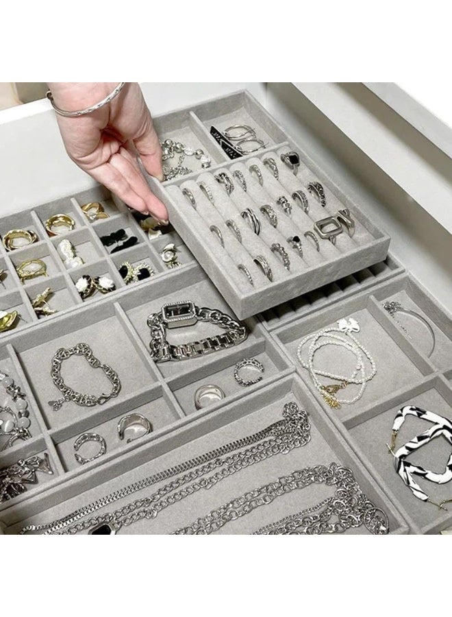 4-Piece Jewelry Accessories Organizer Set Soft Velvet Practical Compartments for Rings, Necklaces, Watches, and Bracelets Scratch Protection Elegant Practical Design Imported W  - Image 3