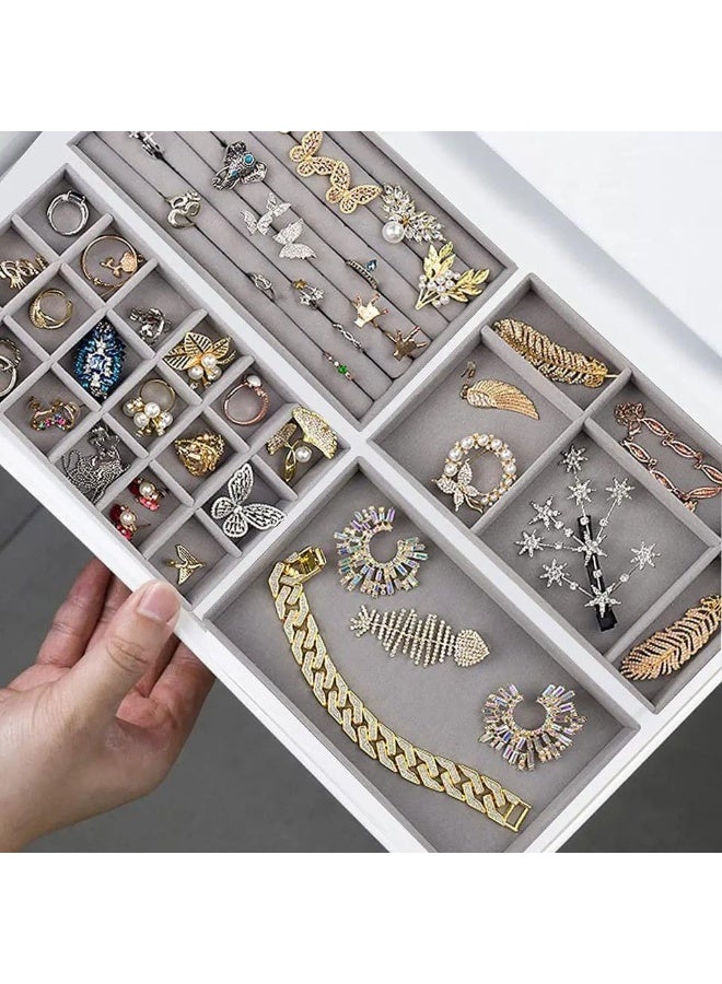 4-Piece Jewelry Accessories Organizer Set Soft Velvet Practical Compartments for Rings, Necklaces, Watches, and Bracelets Scratch Protection Elegant Practical Design Imported W  - Image 4