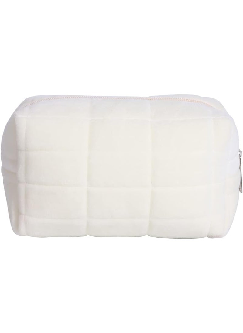 Lydztion LYDZTION Plush Makeup Bag Cosmetic Bag for Women,Zipper Large Solid Color Travel Toiletry Bag Travel Make Up Toiletry Bag Washing Pouch 