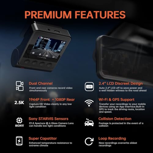 DDPAI Z40 GPS Dual Channel Dashcam, 3K Front & FHD Rear, 5MP IMX335 Sensor, Loop Recording, Optional Parking Mode, Wi-Fi, G-Sensor, WDR, Upto 128GB Supported - Image 2