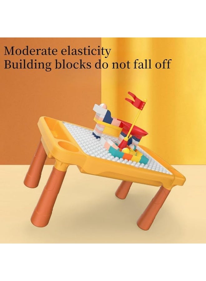 Vixplorn This 2-in-1 multi-functional building block table and chair set for children contains 63 building blocks and includes storage space for water, sand, and school supplies. It's perfect for children aged 2 and up, allowing them to play in water and sand. - Image 4