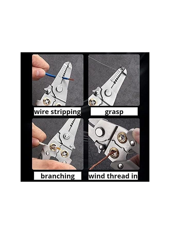 PROMASS promass Multi-function Special Wire Stripper for Electrician Decrustation Plier, Stainless Steel Wire Strippers Electrical, Cable Stripping Cutting and Crimping for Electricians and DIY  - Image 5
