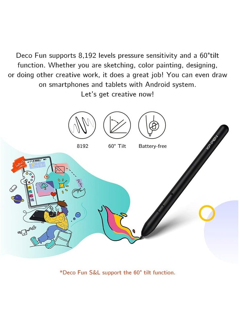 إكس بي-بن جهاز الرسم XP-PEN Deco Fun XS بحجم 4x3 بوصة للتوقيع الإلكتروني والتعليم عن بُعد، باللون الأخضر التفاحي.  - Image 5