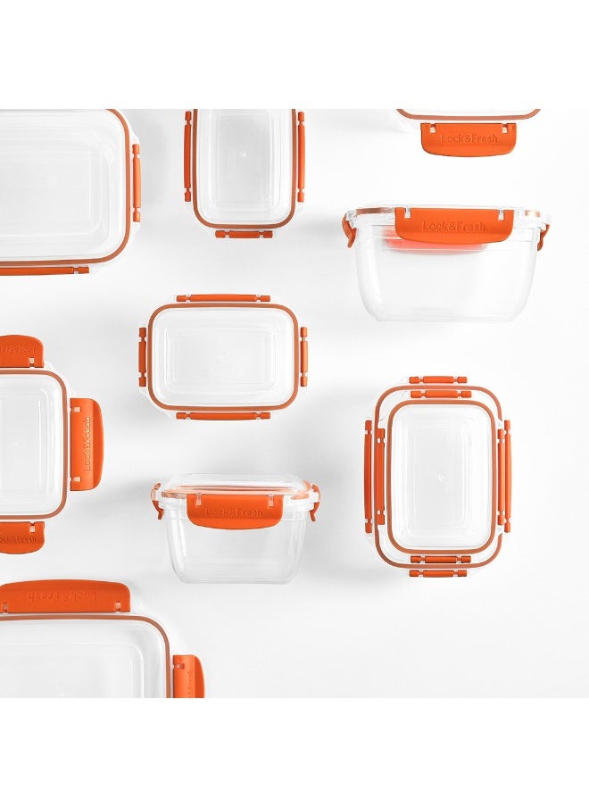 Dunya Plastik - Dunia Fresh & Lock orange Rectangular 5-Piece Food Storage Refrigerator Container Set - Airtight Lid - BPA-Free (550-1000-1800-3000-5000ml) - Image 1