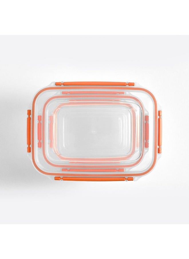 Dunya Plastik - Dunia Fresh & Lock orange Rectangular 5-Piece Food Storage Refrigerator Container Set - Airtight Lid - BPA-Free (550-1000-1800-3000-5000ml) - Image 1